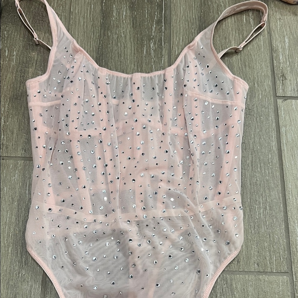NWT Victoria's Secret Light Pink Sheer Bodysuit